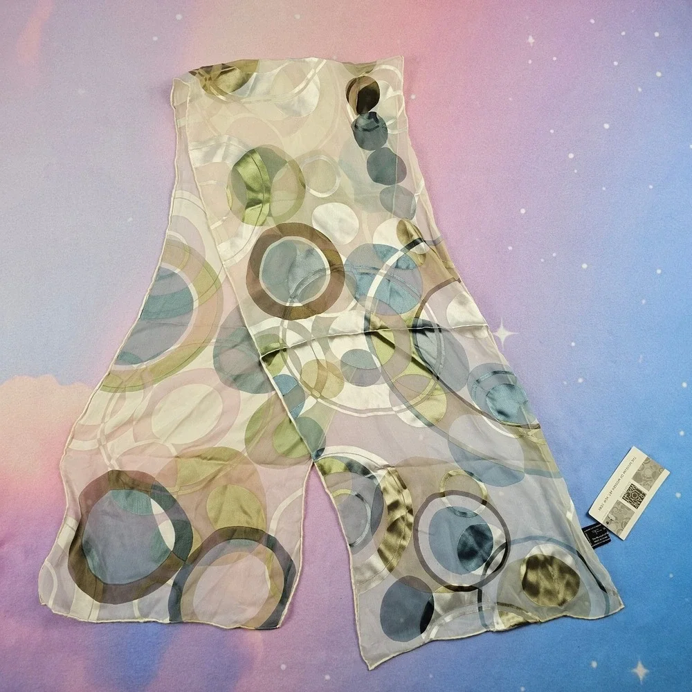 Frank Lloyd Wright Imperial‎ Circles Scarf MoMA Womens Multicolor NWT Silk Blend
